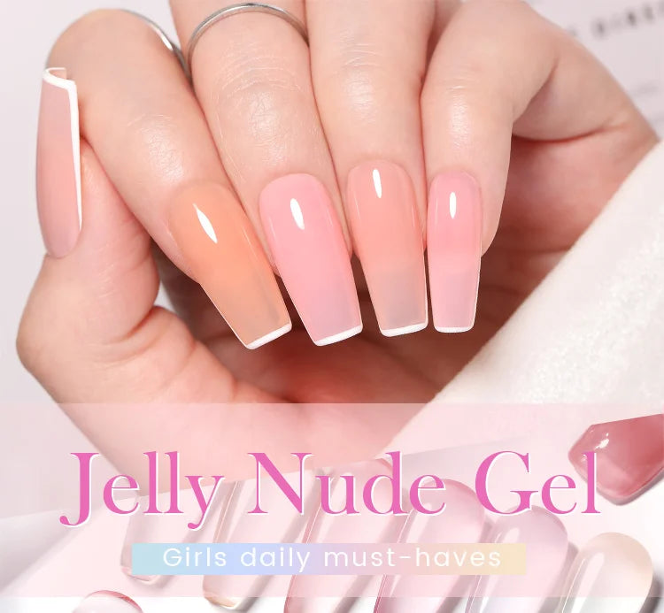 BORN PRETTY 10ml Translucent Jelly Nude Gel Nail Polish Colorful  Varnish Semi Permanent UV LED Nail Art  Manicure Gel