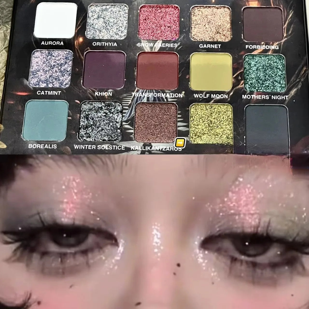 Purple Chameleon 15 Color Eyeshadow Palette Shimmer Glitter Matte Metallic Halloween Makeup Look Eye Shadow Palette