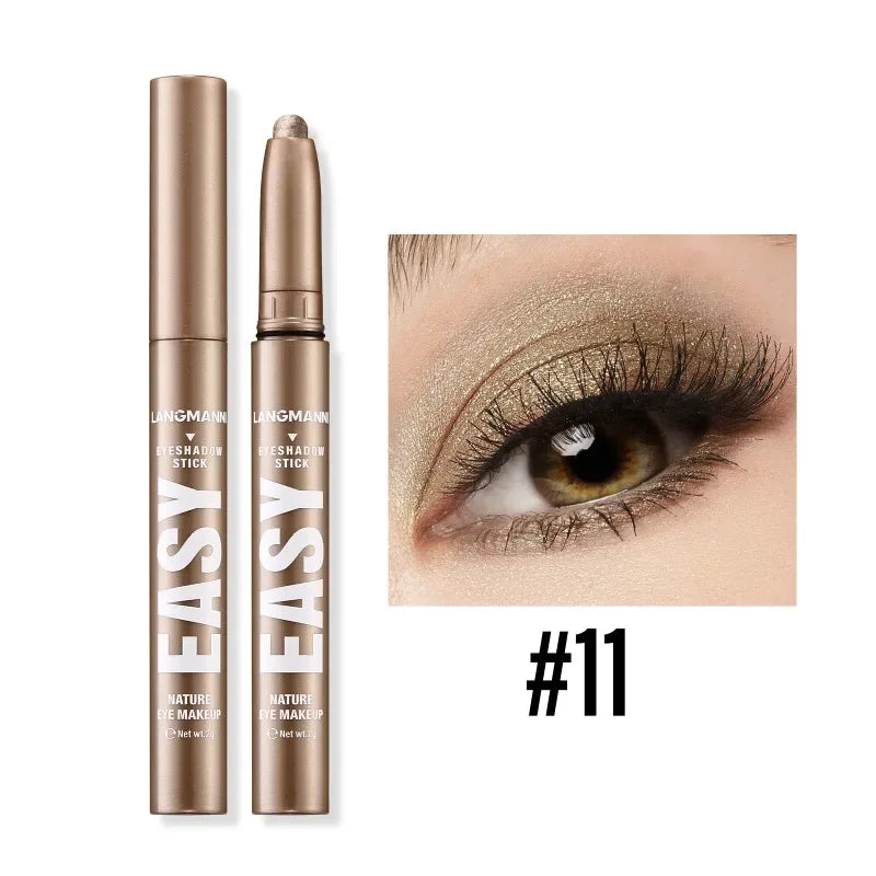 Smoky Dark Black Eyeshadow Pencil Stick Waterproof Pearlescent Matte Metallic Glitter Eye Shadow Highlighter Pen Make Up Tool