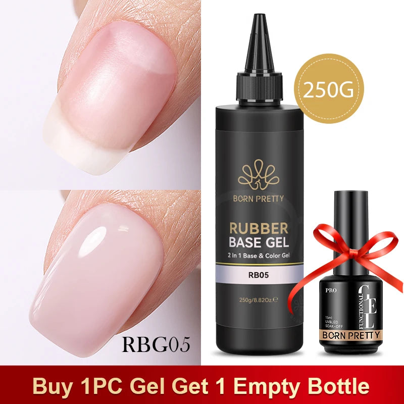 BORN PRETTY 250g Super Top Coat Base Gel Soak off UV LED Drying Long Lasting Semi Permanent Jelly Nude Pink Gel Nail Polish