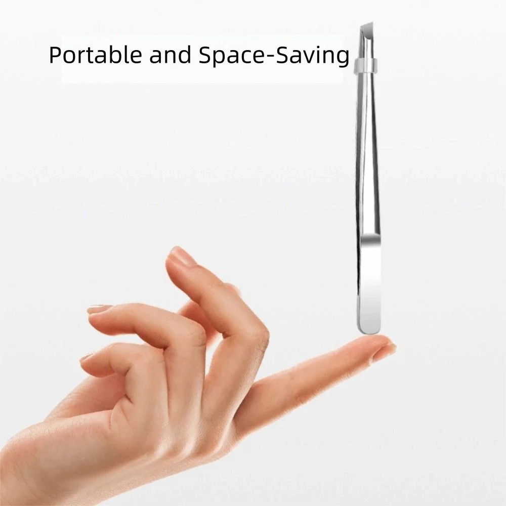 Stainless Steel Eyebrow Tweezers Flat Slant Tip High Precision Facial Hair Tweezers False Eyelashes Tweezers Beard Clip