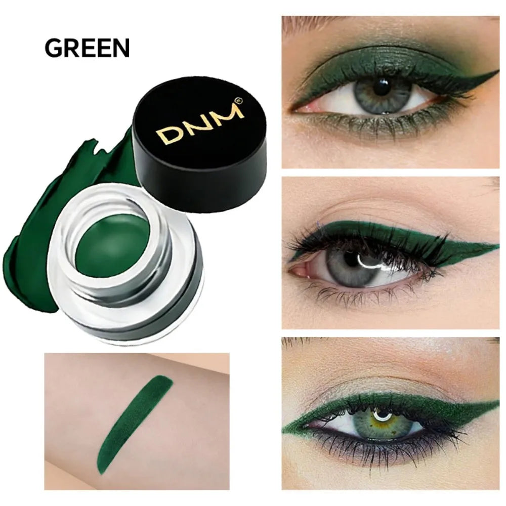 Waterproof Matte Black Eye Liner Paste with Blade Brush Soft Easy Coloring Slim Bold Gel Eyeliner Silkworm Cream Natural Tint