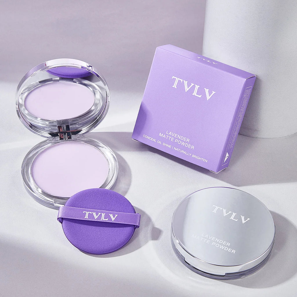 Lavender Pressed Powder Matte Powder Lasting Oil Control Full Coverage Face Compact Setting Powder Makeup Foundation Cosmetics