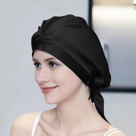 100% Mulberry Silk Bonnet Sleep Hair Cap Care Bonnets With Elastic Tie Bands Silk Cap Adjustable Cap For Curly Hair Bonnets