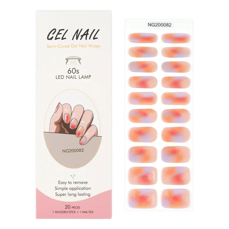 Leopard Semi-Cured Gel Nail Strips Simple Transparent Color Adhesive Long Lasting Gel Nail Stickers Harden In UV Lamp Need