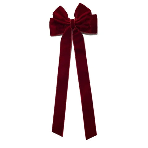 Velvet Hair Clip for Women Elegant Handmade Black Red Green Double Bows Barrette Pin Long Tassel Hair Accessories Christmas Gift