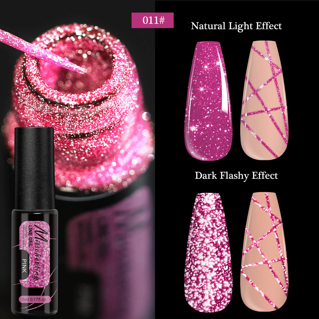 Gold Silver Metallic Liner Paint Gel Nail Polish Chrome Mirror Metal Effect Super Bright French UV LED Semi Permanent Nail Gel