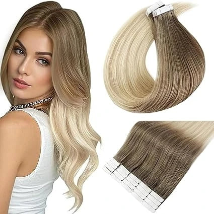 Full Shine Tape In 100% Remy Human Hair Straight Double Sided Blonde Comfortable Silky Natural Tape ins For Women