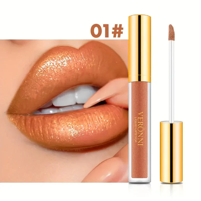 10 Color Glitter Liquid Lipsticks Shimmer Shiny Lipgloss Pearlescent Lip Tint Waterproof Long Lasting Matte Diamond Lips Glaze