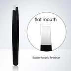 CNK  Wholesale Stainless Steel Black Eyebrow Tweezer with Slant and Flat Point Beauty Tools for Eyebrows & Ingrown Hair Removal