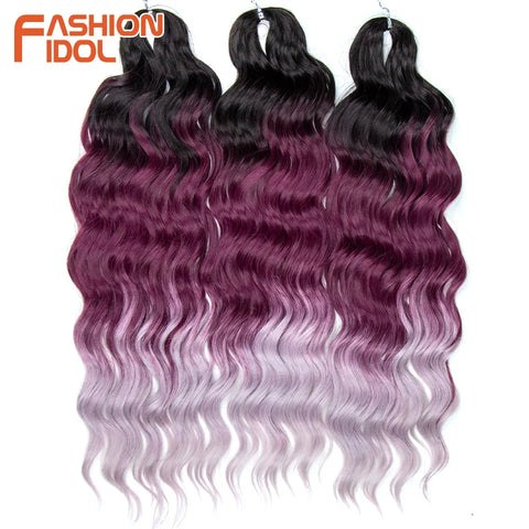 Anna Hair Synthetic Loose Deep Wave Braiding Hair Extensions 24 Inch Water Wave Braid Hair Ombre Blonde Twist Crochet Curly Hair