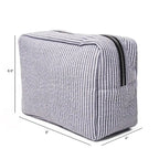 Personalized Seersucker Makeup Bag - Embroidered Name, Wash Bag, Wedding Bridesmaid Gift, Custom Toiletry Pouch