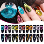 Galaxy Gel Nail Polish 12 PCS Jelly Nail Set Glitter Cat Eye Color Changing Nail Polish Kit Treasure Box Collection With 4 PCS B