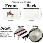 Floral Letters Custom Name Makeup Bag Best Gift for Bridesmaid Teachers Friends Women Purse Personalise Gift for Birthday