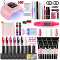 Nail Extension Kit Acrylic Gel Polish Nail Polish with UV LED Nail Lamp Manicure Kit and Base Coat Top Coat for Salon and Home