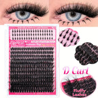 DIY False Eyelash Extension Kit, Individual Lash Clusters Bottom & Upper Lashes, Extra Thick & Fluffy Lashes for Beginners DIY