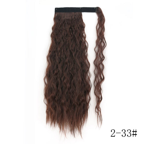 LISI GIRL Synthetic Hair 22''34'' Long Straight Ponytail Wrap Around Ponytail Clip in Hair Extensions Black Hairpiece Headwear