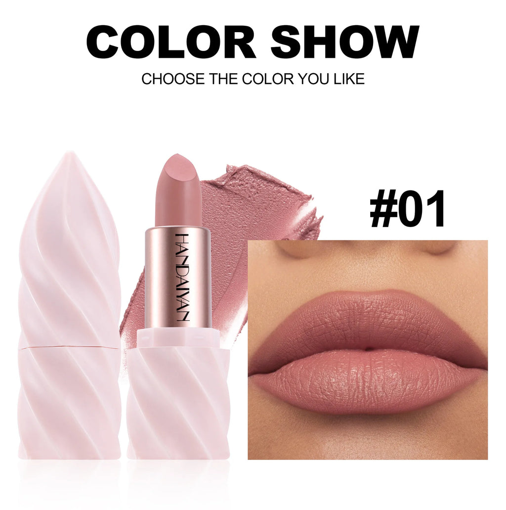 Matte Velvet Lipstick Ice Cream Long Lasting Waterproof Nourishing Moisturizing Highly Pigmented Satin Lip Gloss Non Stick Cup