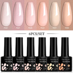 LILYCUTE 6Pcs/Set 7ML Gel DIY Nail Polish Bright Pink Semi Permanent Soak Off UV LED Gel Varnish Nail Art Design Manicure Kit