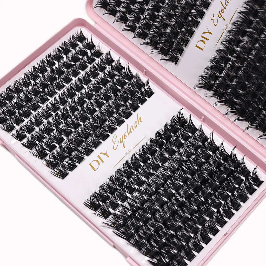 Individual Lashes 10-14mm 384pcs Cluster Lashes Natural Look Mixed Tray DIY Eyelash Extension Volume Clusters Eyelashes
