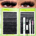 SEEUI DIY Cluster Lashes Kit Individual Lashes 3D Faux Mink Lashes Wispy Eyelash Extension Kit with Bond&Seal Lash Tweezer