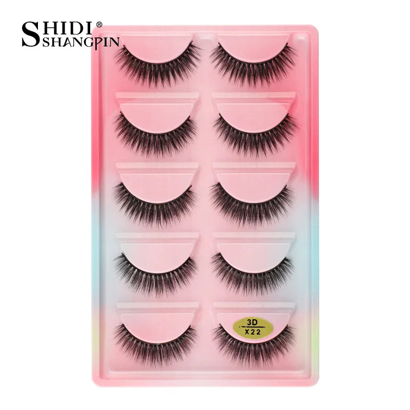 3/5 Pairs Hot Sale Natural Long 3D Mink Lashes Soft Short Faux Cils Handmade Fake Lashes Makeup Tool Eyelash Extension Maquiagem