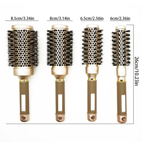 Aluminum Tube Round Barrel Hair Curling Brush Anti Static Round Rolling Brush Pro Barber Hair Rolling Brush Salon Styling Tools