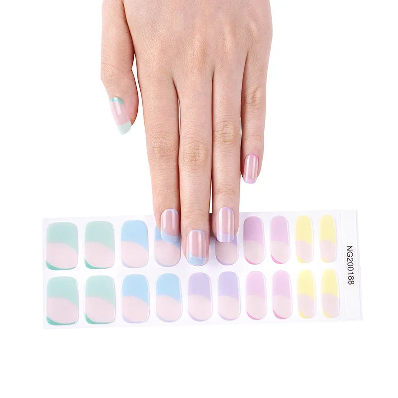 Leopard Semi-Cured Gel Nail Strips Simple Transparent Color Adhesive Long Lasting Gel Nail Stickers Harden In UV Lamp Need