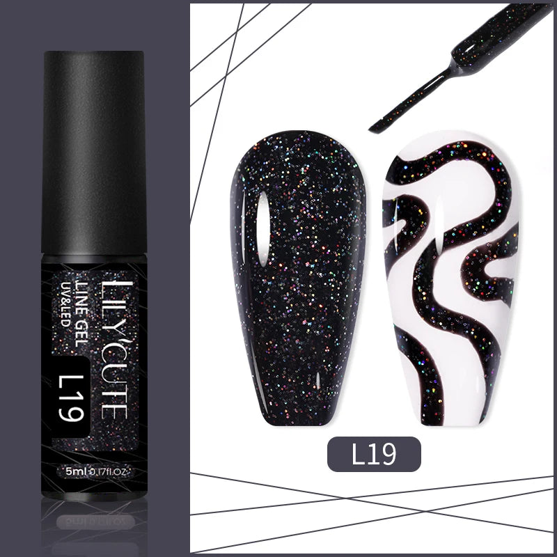 LILYCUTE 5ml Super Bright Silver Metallic Painting Liner Gel Nail Polish Drawing Stripe Graffiti Mirror Pull Line UV Gel Varnish