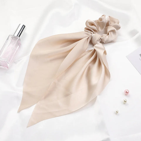 2023 Fashion Print Chiffon Long Ribbon Scrunchies Women Girls Ponytail Scarf Elastic Hair Bands Ties Hair Accessories Wholesale