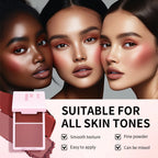 Lakerain 2in1 Cream & Powder Blush Palette Natural Long-lasting High Pigment Blush Makeup Pan Clear Vitality Girl Blush Palette
