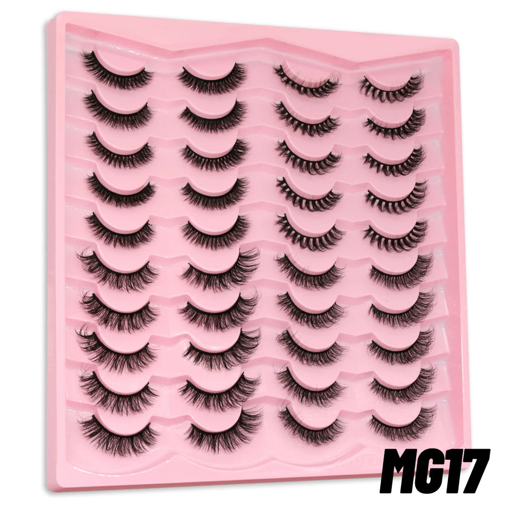 GROINNEYA 5/20 Pairs Russian Strip Lashes DD Curl False Eyelashes Natural Lashes Strips Curl Pack 4 Styles Eyelashes Extensions