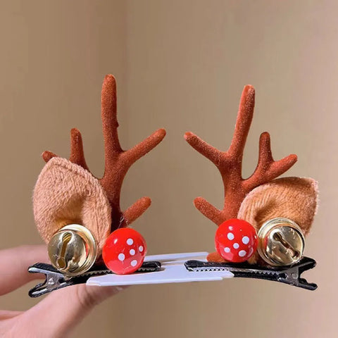 1 Pair Christmas Antler Hair Clips,Christmas Hair Decoration for Children,Deer Ear Headbands,Adult Headwear Hair Accessories