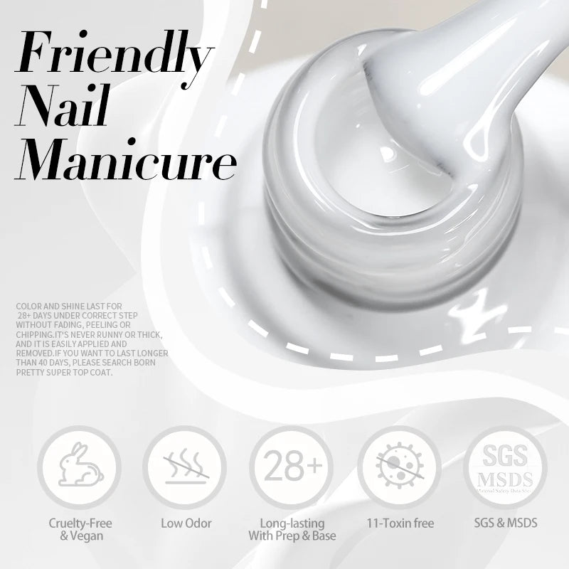 BORN PRETTY Milky White Gel Nail Polish 10ML Opal Jelly White Translucent Natural Color Nails Art Manicure Nail Supplies