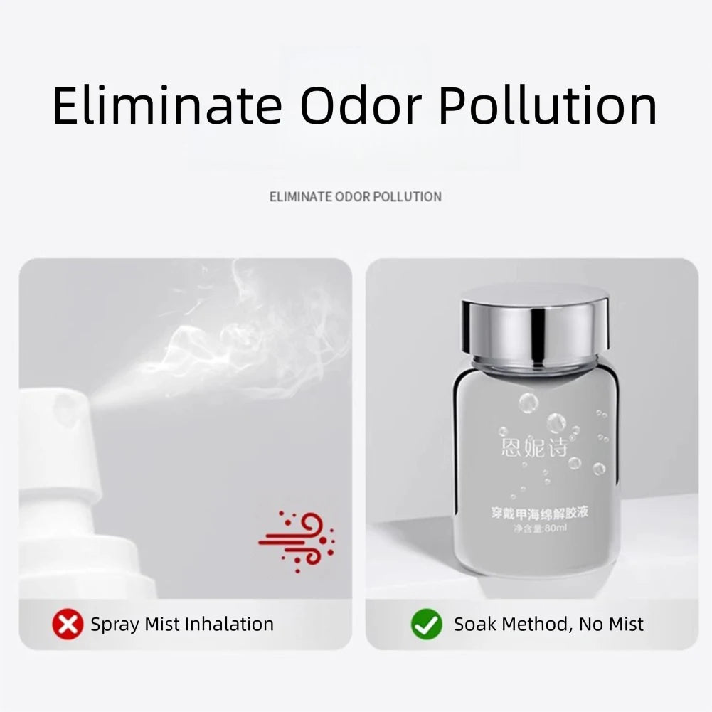 80ml Sponge Nail Gel Remover Press On Fake Nail Adhesive Dissolver Removal Liquid Gentle Non-Damaging Quick Removal Debonder