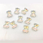 10Pcs Pink Gold Bear Nail Charms Japanese Cartoon Jewelry Nails Art Decoration 3D Rabbit Bear Manicure Accessories For Girl Lady