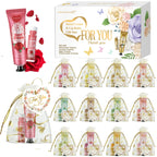 12 Hand gift Hand cream and lip balm set Friends Party Gift with love net bag and thank you card Holiday gift