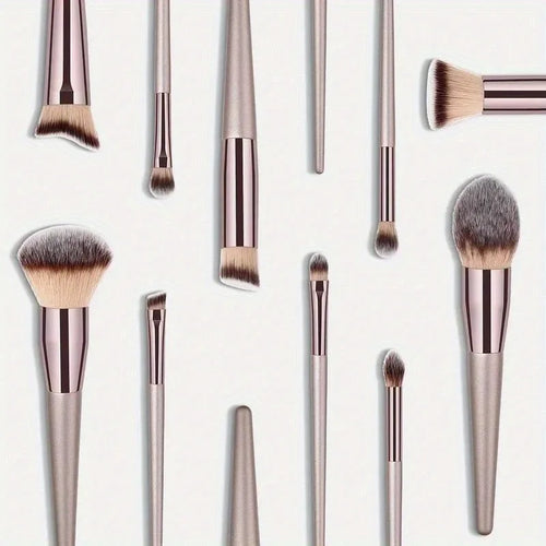 10PCS Champagne Gold Brush Set - Vegan & Cruelty-Free Bristles, All-in-One Full Face & Eye Kit (Beginners/Pros)