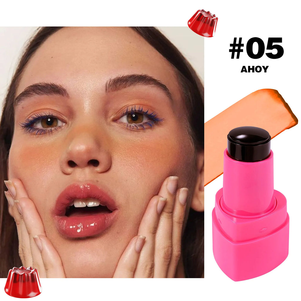Lip and Cheek Jelly Blush Stick Lipstick Jelly Blusher Stick Makeup, Water Jelly Tint Stick, Lightweight Long Lasting Cosmetics