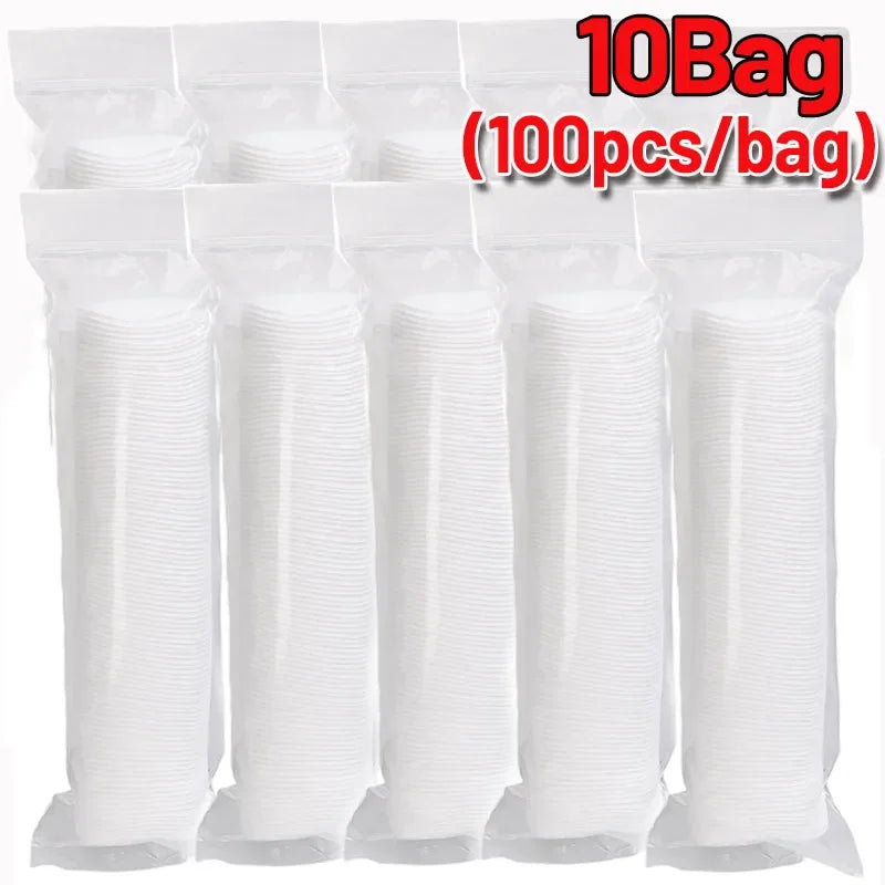 100/1000pcs Disposable Cosmetic Cotton Pads Soft Breathable Double-sided Round Facial Cleaning Makeup Nail Polish Remove Pads