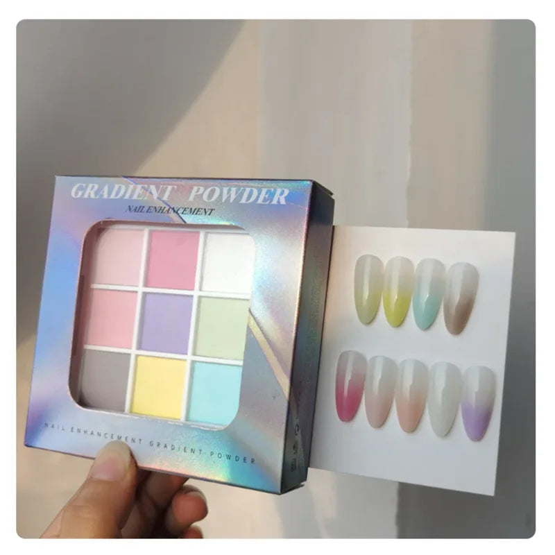 9Colors Solid Patting Nail Powders UV Polish Decoration Shimmer Fine Glitter Gradient Matte Pat Pat Manicure Polish Deco Powder