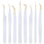 1Pc White-gold Anti-Static Tweezers For Eyelash Extension Eyebrow Stainless Steel Set Beauty Precision Tweezers Makeup Tools