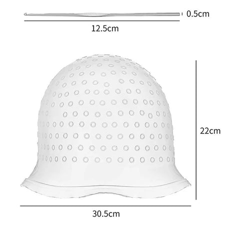 1set Silicone Highlighting Cap with Hook Needle Reusable Hair Dye Cap Set Barber Professional Hair Coloring Salon Hair Tools