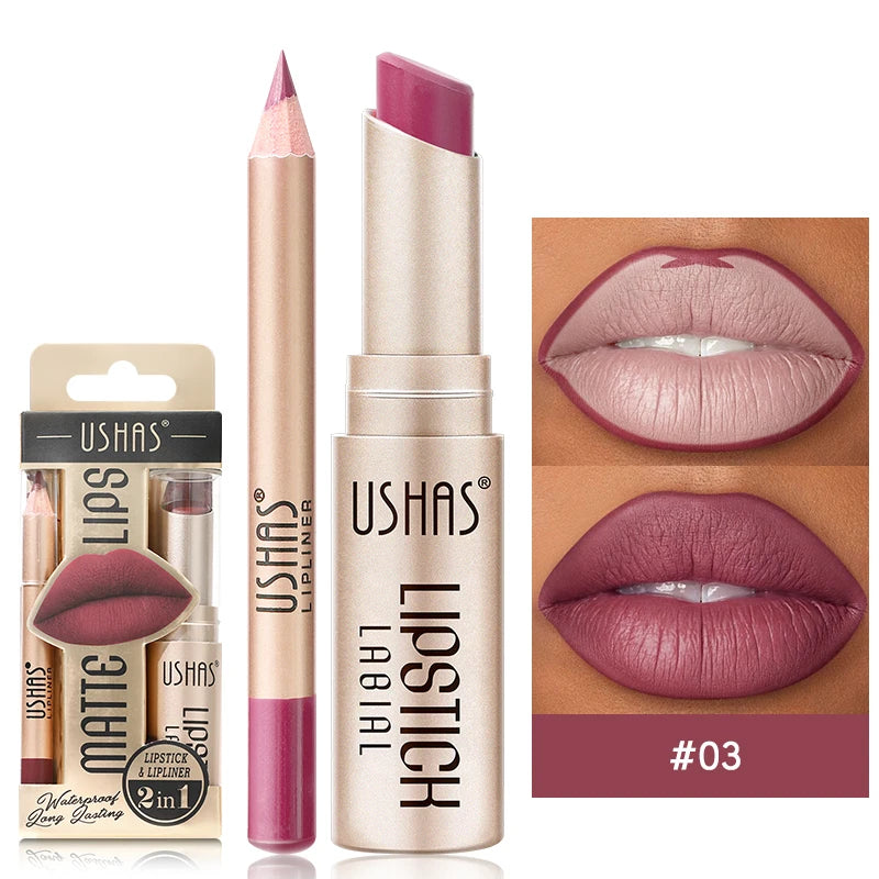 Professional Grade 12 Color Double Ended Lip Liner Lipstick Set Matte High Color Rendering Does Not Fade Waterproof  Sweat Proof