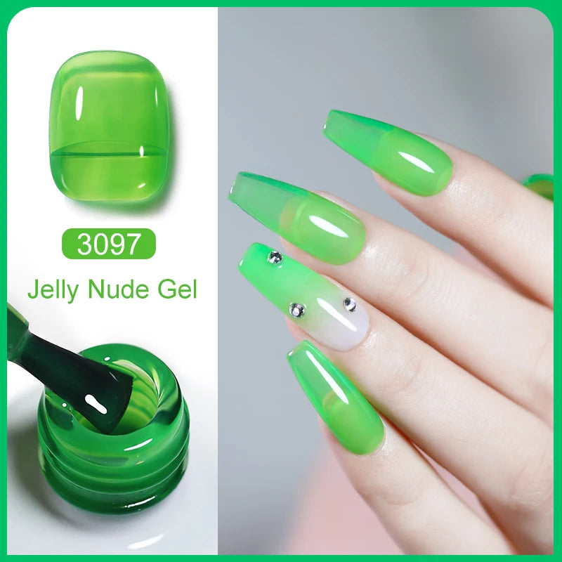 Arte Clavo Transparent Nude Pink Color Jelly Gel Nail Polish Semi Permanent 15ml Top Coat Soak Off UVLED Varnish Nail Art Design