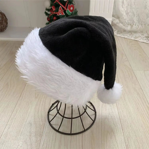 Christmas Santa Hat Xmas Pink Long Plush Holiday Red Black Hat For Adults And Kids Unisex 2024 New Year Festive Party Supplies