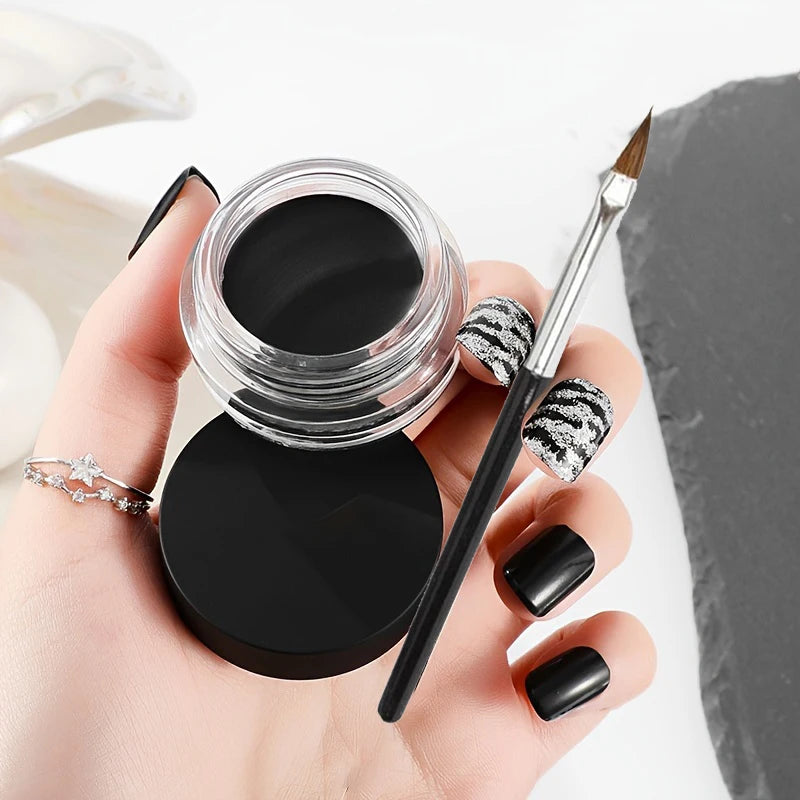 Black Eyeliner Cream Waterproof Beauty Cosmetics Long Lasting Eyeliner Gel Eyeshadow Makeup Tool With Brush Set Matte Eye Liner