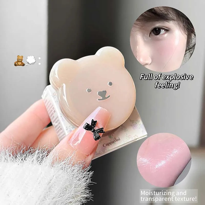 Cute Bear Water Light Blush Cream Vitality Pink Moisturizing Highlighter Face Blusher Easy to Apply Rouge