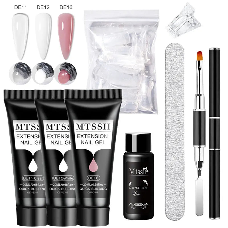 Mtssii 17PCS/Set 20ml Nail Extension Gel Set Builder UV Gel for Nails With 6W UV LED Lamp Nail Extension Tools Kit For Beginner