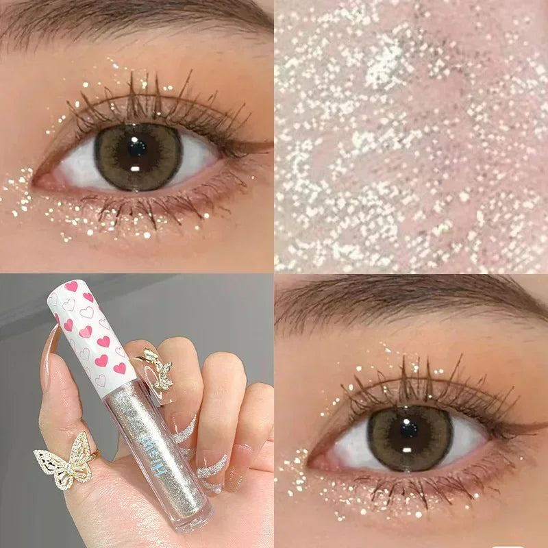 Liquid Eyeshadow Highlighter Waterproof Ultra Shiny Long-lasting Sheet Monochrome Glitter enhances silkworm eyeshadow